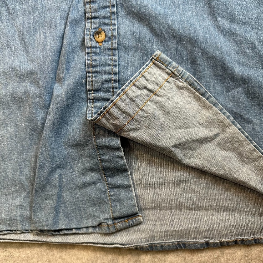 Wrangler Big & Tall Denim Shirt Mens 3XL Blue Chambray Button Up Workwear - Picture 7 of 11